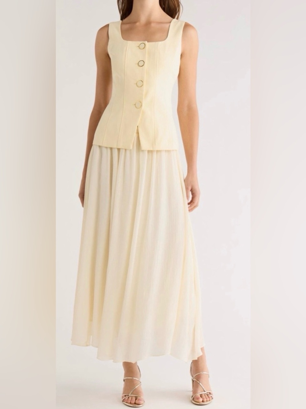 MOON RIVER Sleeveless Two Piece Yellow Dress L